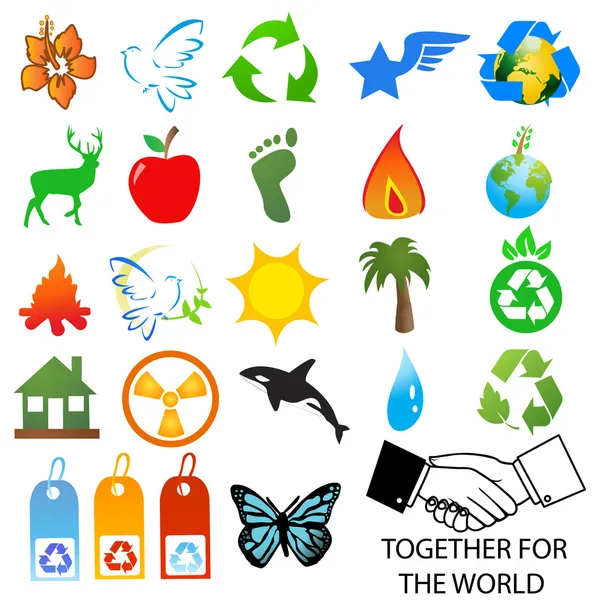 Набор иконок окружающей среды / рециркуляции и логотипы Лицензионные Стоковые Изображения