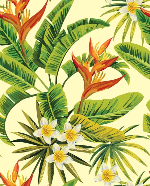 Tropical plumeria exotic flowers pattern — стоковый вектор