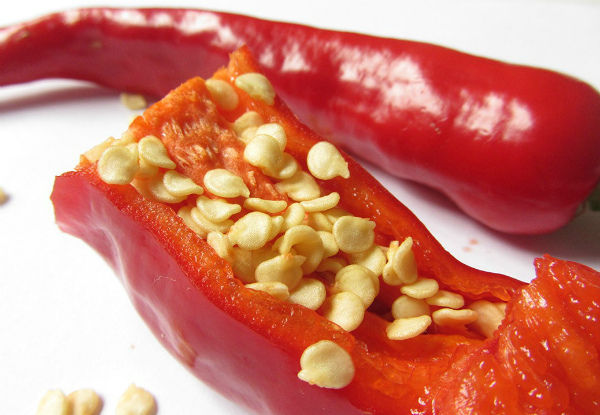 Плоды перца чили с семенами Плоды перца чили с семенами