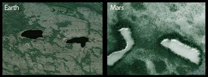 На Марсе есть озера и зеленая растительность?