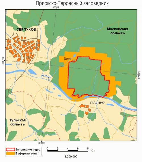Приокско-Террасный заповедник на карте