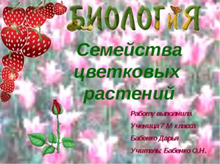 Работу выполнила Ученица 7 М класса Бабенко Дарья Учитель: Бабенко О.Н. Семей