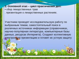 2. Основной этап – цикл практических дел: • сбор лекарственных трав . презен