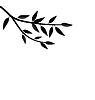 Черный силуэт ветку с листьями | Векторный клипарт