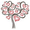 Дерево с стилизованные красные сердца | Векторный клипарт