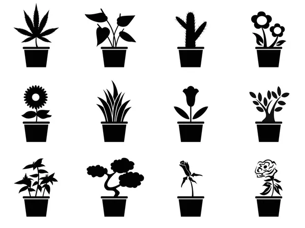 Набор иконок растений горшок — стоковый вектор