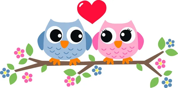 Две сладкие совы в любви Стоковое Изображение