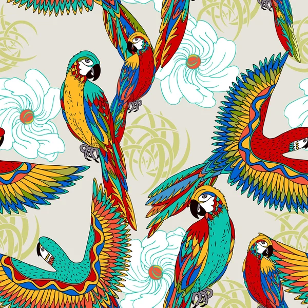 Винтаж, красочный фон с попугаев, экзотических СБЕР тему Стоковое Фото