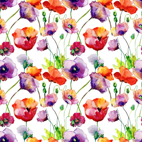 Стилизованные тюльпаны и Цветы мака Лицензионные Стоковые Изображения