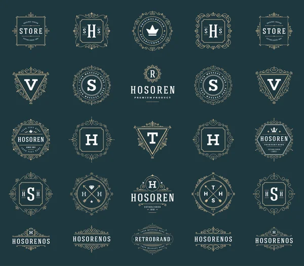 Набор Роскошные логотипы шаблон расцветает каллиграфический элегантный — стоковый вектор