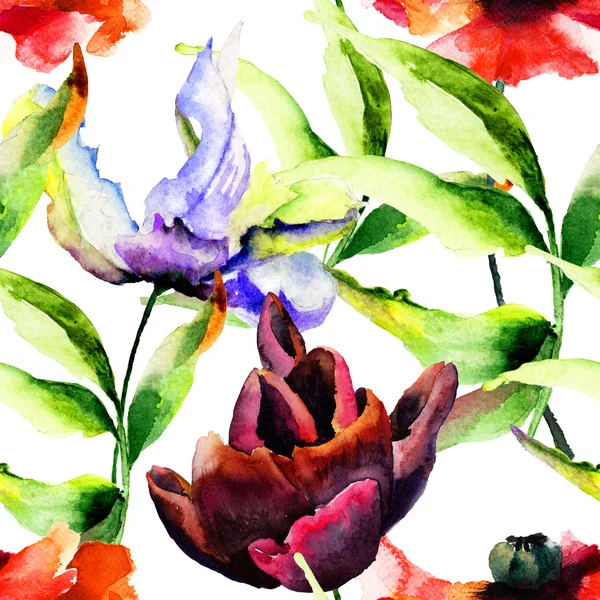 Стилизованная цветочная акварельная иллюстрация Стоковая Картинка