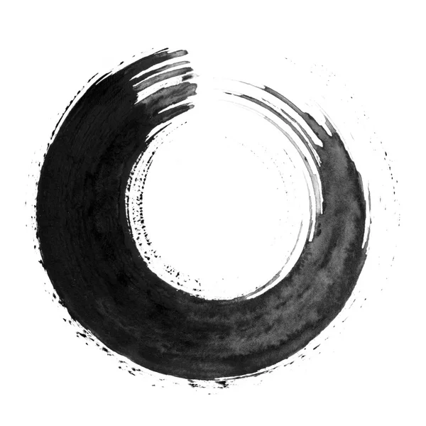 Черный круглый каллиграфический мазок кисти Лицензионные Стоковые Фото