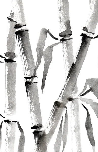 Китайская тушь живописи бамбука Стоковое Изображение