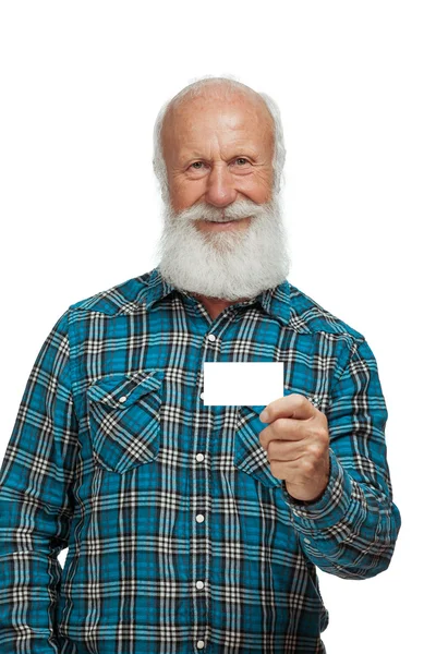 Старик с длинной бородой wiith большой улыбкой — стоковое фото