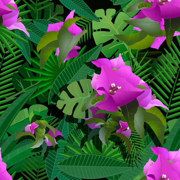 Тропические растения живописи бесшовный фон Стоковое Фото