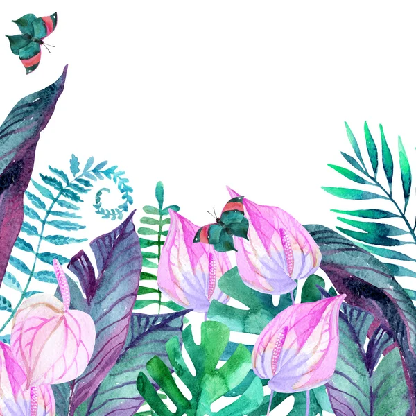 Тропические листья. цветочный дизайн фона Лицензионные Стоковые Изображения