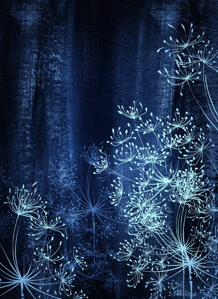 Акварель Цифровые Эскиз Абстрактные Ветви Зонтичных Цветок — стоковое фото