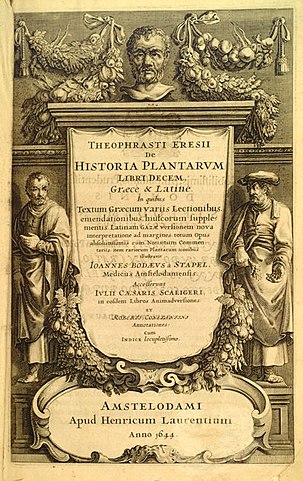 Фронтиспис иллюстрированного издания Historia Plantarum, Амстердам, 1644