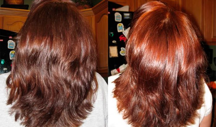 Окрашивание волос хной фото до и после